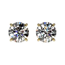 1.03 CTW Certified H-SI/I Quality Diamond Solitaire Stud Earrings 10K Yellow Gold - REF-114N5Y - 365