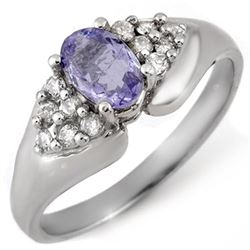 0.90 CTW Tanzanite & Diamond Ring 18K White Gold - REF-50R9K - 10669