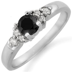 0.75 CTW Vs Certified Black & White Diamond Ring 14K White Gold - REF-41K5R - 11515