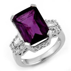 9.55 CTW Amethyst & Diamond Ring 14K White Gold - REF-91T6X - 11753