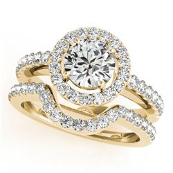 2.02 CTW Certified VS/SI Diamond 2Pc Wedding Set Solitaire Halo 14K Yellow Gold - REF-417N5Y - 30782