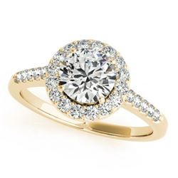 1.5 CTW Certified VS/SI Diamond Solitaire Halo Ring 18K Yellow Gold - REF-400K9R - 26343