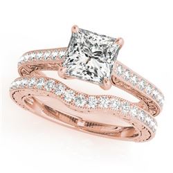 1.65 CTW Certified VS/SI Princess Diamond Solitaire 2Pc Set 14K Rose Gold - REF-443K3R - 31755