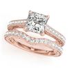 Image 1 : 1.65 CTW Certified VS/SI Princess Diamond Solitaire 2Pc Set 14K Rose Gold - REF-443K3R - 31755