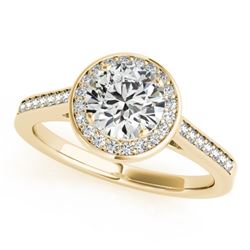 0.75 CTW Certified VS/SI Diamond Solitaire Halo Ring 18K Yellow Gold - REF-132K8R - 26358