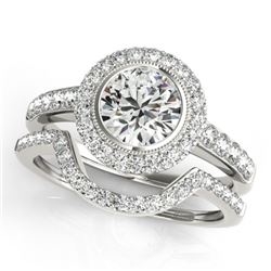 1.91 CTW Certified VS/SI Diamond 2Pc Wedding Set Solitaire Halo 14K White Gold - REF-414W2H - 31280