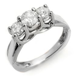 1.35 CTW Certified VS/SI Diamond Ring 18K White Gold - REF-183R8K - 10153