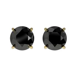 1.05 CTW Fancy Black VS Diamond Solitaire Stud Earrings 10K Yellow Gold - REF-31N5Y - 36586