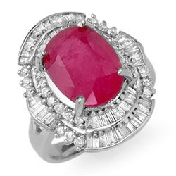 5.75 CTW Ruby & Diamond Ring 18K White Gold - REF-137Y3N - 12902