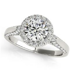 2.15 CTW Certified VS/SI Diamond Solitaire Halo Ring 18K White Gold - REF-613M5F - 26386