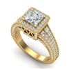 Image 1 : 3.5 CTW Princess VS/SI Diamond Solitaire Micro Pave Ring 18K Yellow Gold - REF-581R8K - 37168
