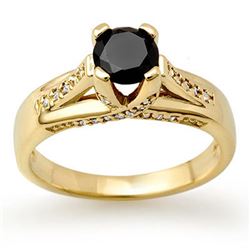 1.18 CTW Vs Certified Black & White Diamond Ring 14K Yellow Gold - REF-64H2W - 11882