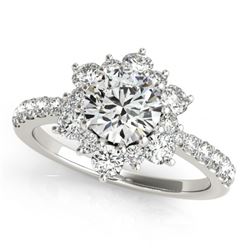 1.09 CTW Certified VS/SI Diamond Solitaire Halo Ring 18K White Gold - REF-142T2X - 26500