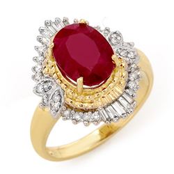 3.24 CTW Ruby & Diamond Ring 14K Yellow Gold - REF-58N4Y - 13065