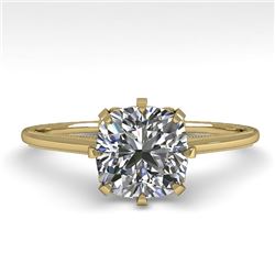 1.0 CTW Certified VS/SI Cushion Diamond Engagement Ring 18K Yellow Gold - REF-283N5Y - 35755