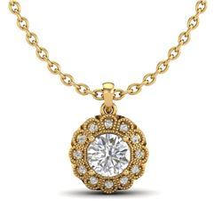 1.15 CTW VS/SI Diamond Solitaire Art Deco Necklace 18K Yellow Gold - REF-315M2F - 37057