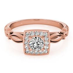 0.55 CTW Certified VS/SI Diamond Solitaire Halo Ring 18K Rose Gold - REF-88K2R - 26255