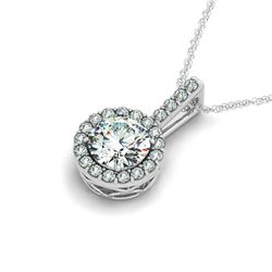 1.5 CTW VS/SI Diamond Solitaire Halo Necklace 14K White Gold - REF-386N5Y - 29983