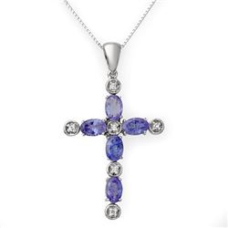 3.15 CTW Tanzanite & Diamond Necklace 10K White Gold - REF-34R9K - 10719