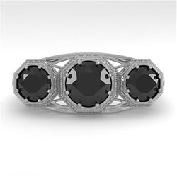 2 CTW Past Present Future Black Diamond Ring 18K White Gold - REF-90M4F - 36075