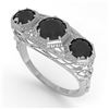 Image 2 : 2 CTW Past Present Future Black Diamond Ring 18K White Gold - REF-90M4F - 36075