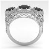 Image 4 : 2 CTW Past Present Future Black Diamond Ring 18K White Gold - REF-90M4F - 36075