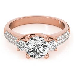 1.25 CTW Certified VS/SI Diamond 3 Stone Micro Pave Ring 18K Rose Gold - REF-225H3W - 28021