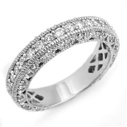 1.10 CTW Certified VS/SI Diamond Band 18K White Gold - REF-127M3F - 14314