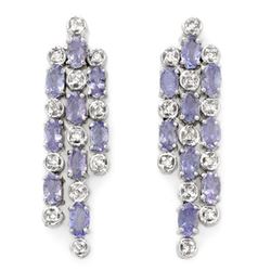 4.33 CTW Tanzanite & Diamond Earrings 14K White Gold - REF-118T2X - 10091