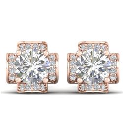 1.85 CTW Certified VS/SI Diamond Art Deco Stud Earrings 14K Rose Gold - REF-210R2K - 30277