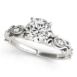 0.60 CTW Certified VS/SI Diamond Solitaire Antique Ring 18K White Gold - REF-123M3F - 27267