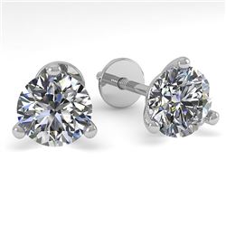 1.0 CTW Certified VS/SI Diamond Stud Earrings Martini 14K White Gold - REF-142X5T - 38308