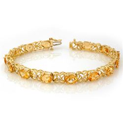 10.65 CTW Citrine & Diamond Bracelet 10K Yellow Gold - REF-53Y5N - 10521