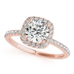 1.5 CTW Certified VS/SI Diamond Solitaire Halo Ring 18K Rose Gold - REF-482N5Y - 26204