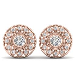 1.11 CTW Certified VS/SI Diamond Art Deco Stud Earrings 14K Rose Gold - REF-118W8H - 30466