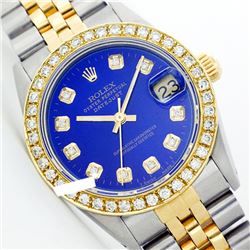 Rolex Ladies Two Tone 14K Gold/ss, Diamond Dial & Diamond Bezel, Saph Crystal - REF-363K3R