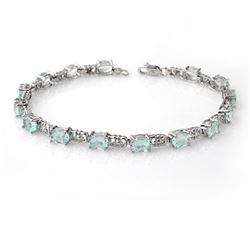 8.0 CTW Aquamarine Bracelet 10K White Gold - REF-58K2R - 14533