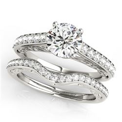 1.86 CTW Certified VS/SI Diamond Solitaire 2Pc Wedding Set 14K White Gold - REF-512M2F - 31763