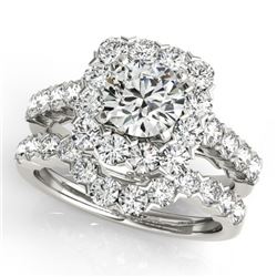 2.12 CTW Certified VS/SI Diamond 2Pc Wedding Set Solitaire Halo 14K White Gold - REF-187N3Y - 30666