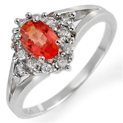 0.95 CTW Orange Sapphire & Diamond Ring 10K White Gold - REF-34K4R - 10657