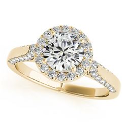 1.25 CTW Certified VS/SI Diamond Solitaire Halo Ring 18K Yellow Gold - REF-222F9M - 26382