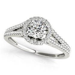 0.80 CTW Certified VS/SI Diamond Solitaire Halo Ring 18K White Gold - REF-130K5R - 26643