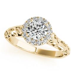 0.62 CTW Certified VS/SI Diamond Solitaire Antique Ring 18K Yellow Gold - REF-110N4Y - 27326