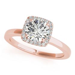 0.90 CTW Certified VS/SI Diamond Solitaire Halo Ring 18K Rose Gold - REF-199W8H - 26276