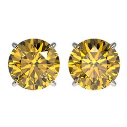 3 CTW Certified Intense Yellow SI Diamond Solitaire Stud Earrings 10K White Gold - REF-514W2H - 3312