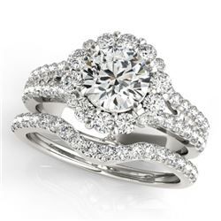 2.83 CTW Certified VS/SI Diamond 2Pc Wedding Set Solitaire Halo 14K White Gold - REF-600H2W - 31100