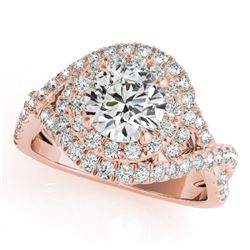 1.5 CTW Certified VS/SI Diamond Solitaire Halo Ring 18K Rose Gold - REF-247W3H - 26635