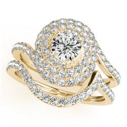 2.48 CTW Certified VS/SI Diamond 2Pc Wedding Set Solitaire Halo 14K Yellow Gold - REF-547W6H - 31306