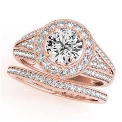 1.85 CTW Certified VS/SI Diamond 2Pc Wedding Set Solitaire Halo 14K Rose Gold - REF-420N2Y - 31116