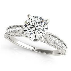 1.21 CTW Certified VS/SI Diamond Solitaire Antique Ring 18K White Gold - REF-376F8M - 27357